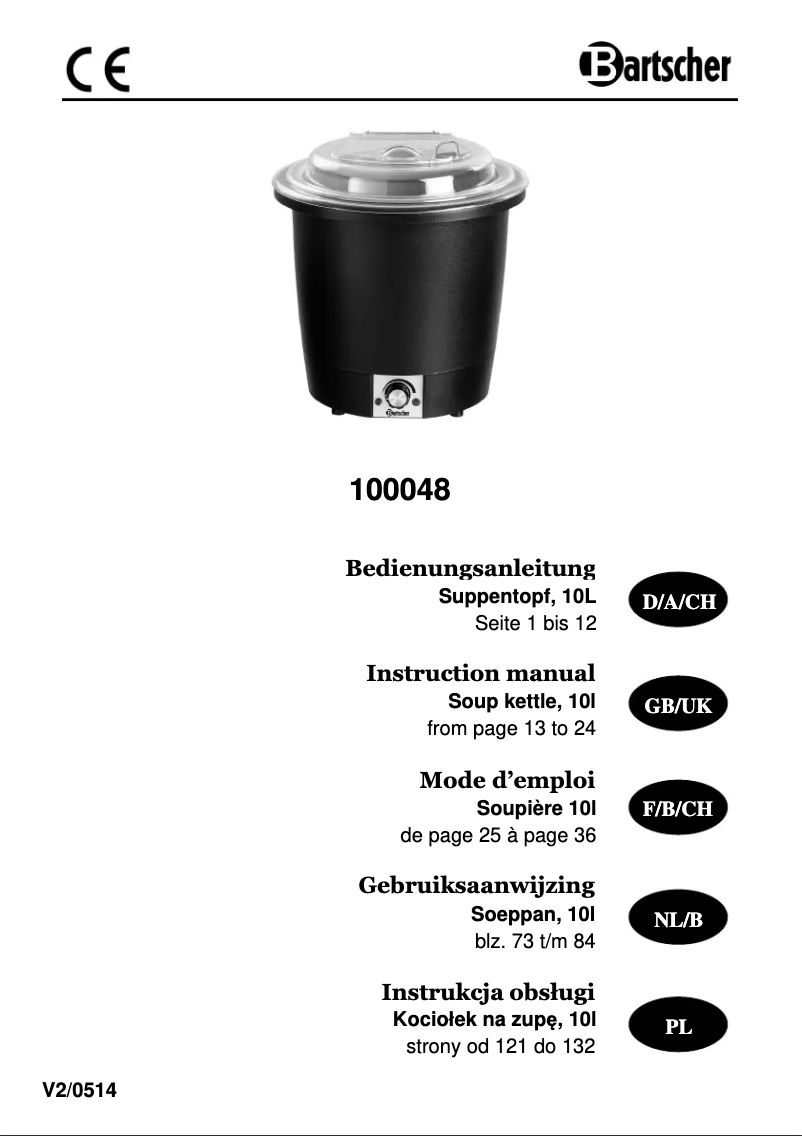 Page 1 de la notice Manuel utilisateur Bartscher 100048