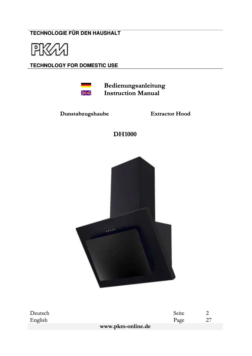 Page 1 de la notice Manuel utilisateur PKM DH1000