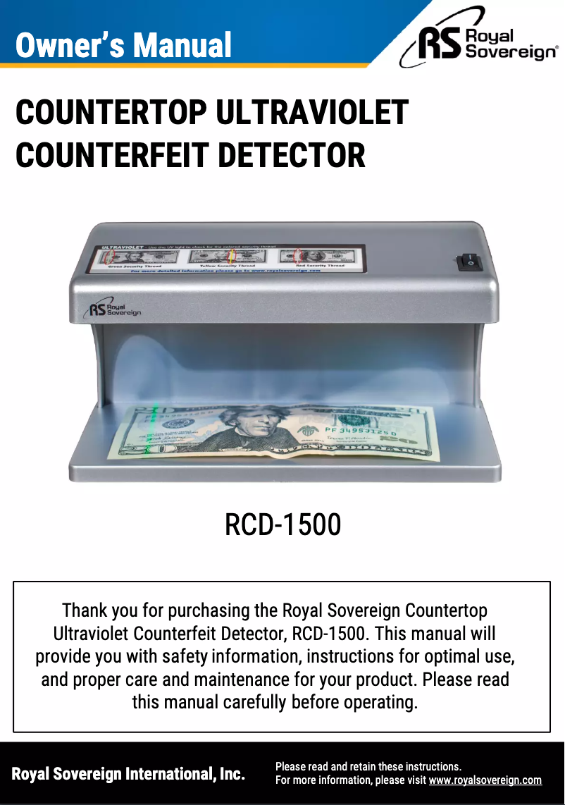 Page 1 de la notice Manuel utilisateur Royal Sovereign RCD-1500