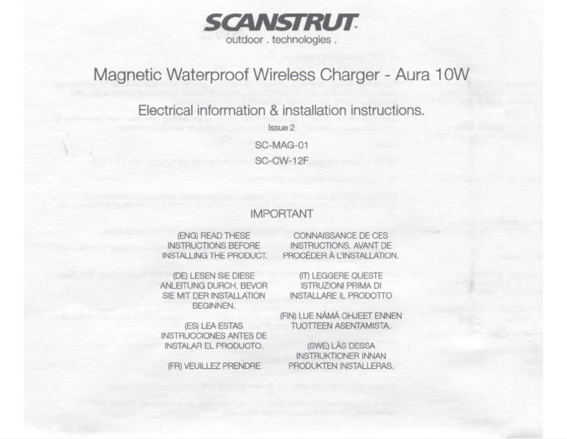 Page n°1 - Manuel utilisateur Scanstrut SC-CW-12F