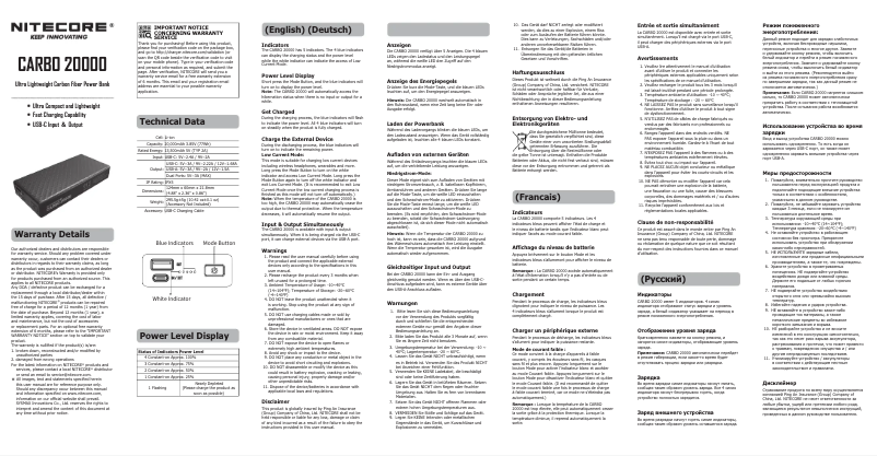 Image de la première page du manuel de l'appareil CARBO 20000