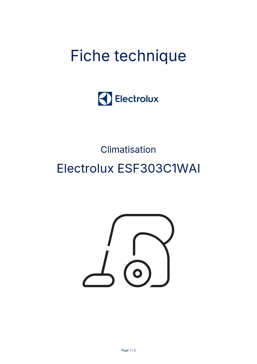 Page n°1 - Fiche technique Electrolux ESF303C1WAI