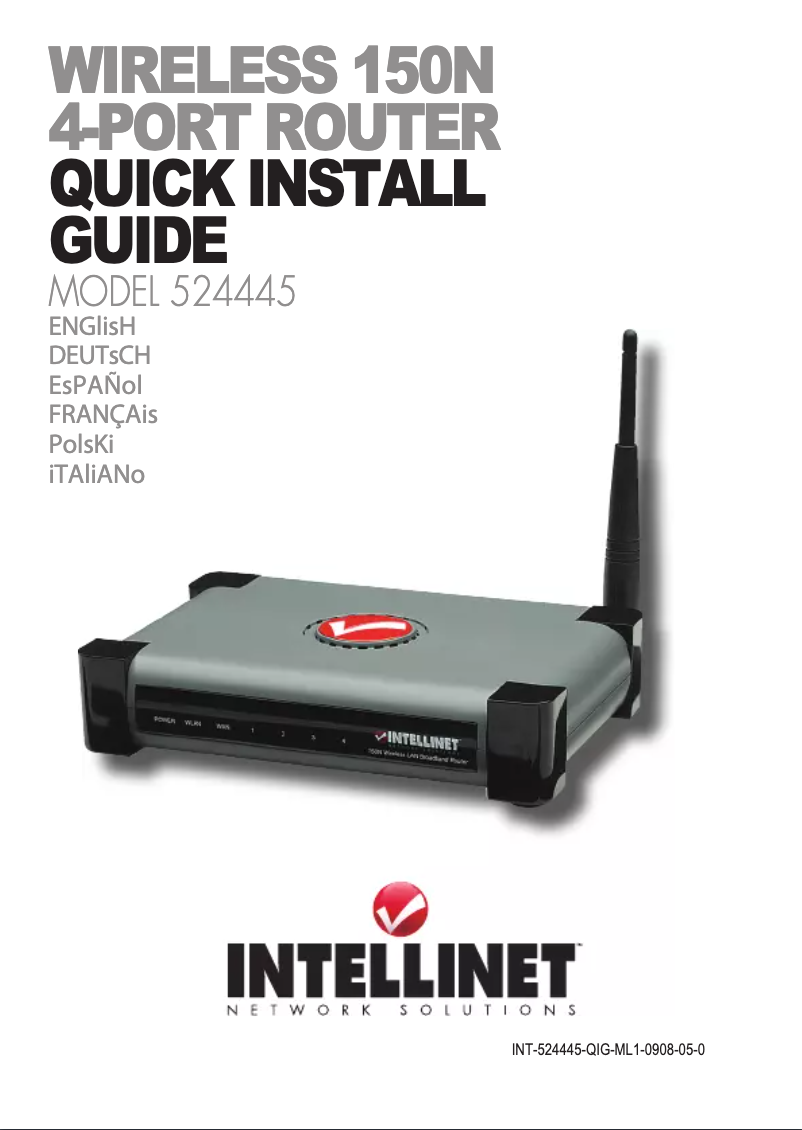 Page 1 de la notice Manuel utilisateur Intellinet Wireless 150N 4-Port Router 524445