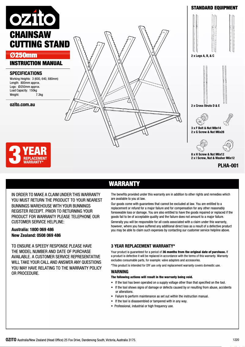Image de la première page du manuel de l'appareil PLHA-001