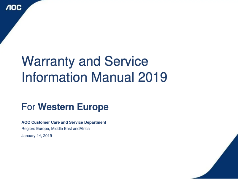Page 1 de la notice Manuel utilisateur AOC I960SRDA