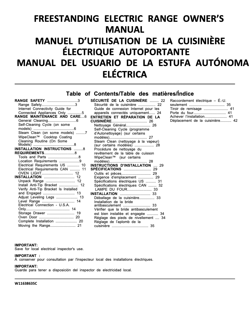 Page 1 de la notice Manuel utilisateur Whirlpool YWFES7530RB