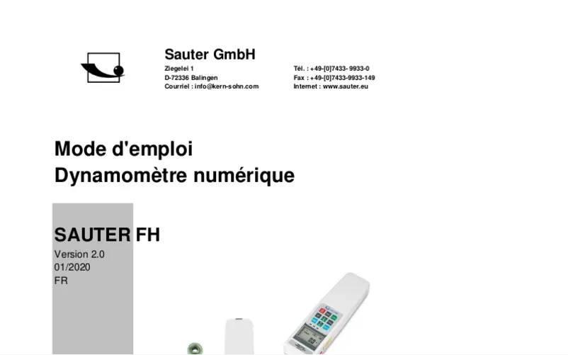 Page 1 de la notice Manuel utilisateur Kern FH 20