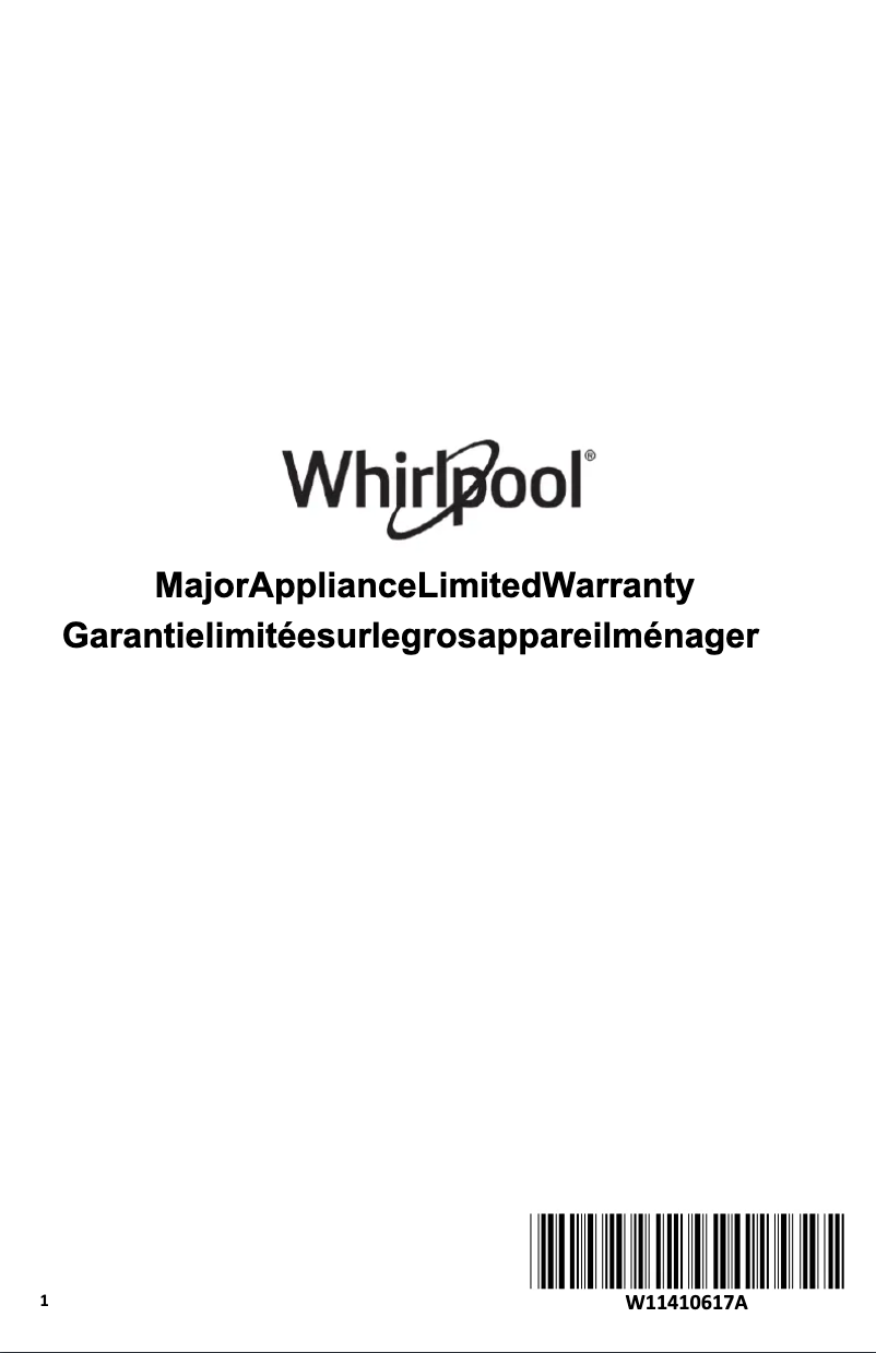 Page 1 de la notice Informations de garantie Whirlpool WMMF5930PB