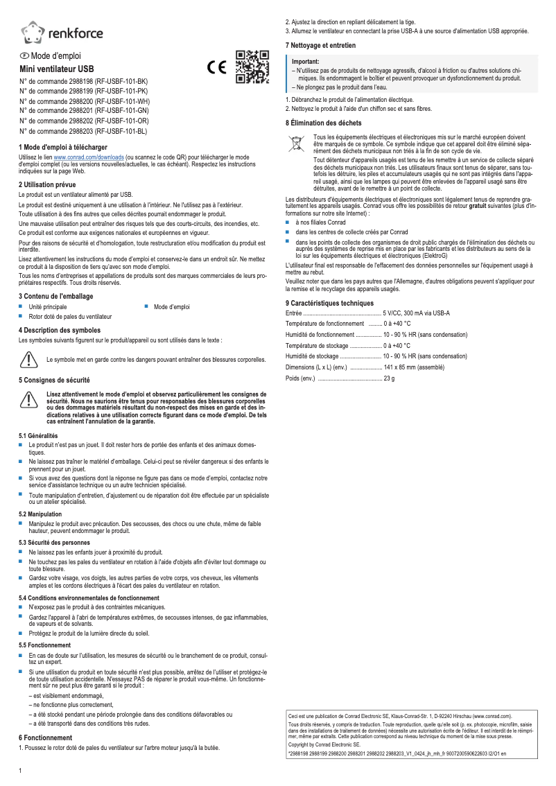 Image de la première page du manuel de l'appareil RF-USBF-101-WH