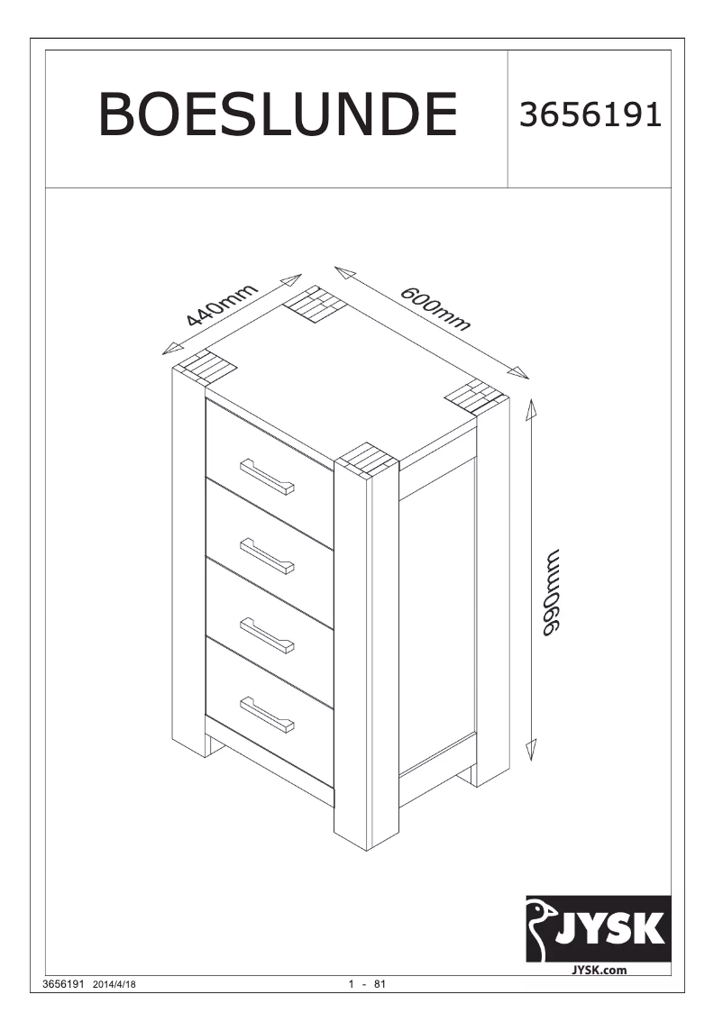 Image de la première page du manuel de l'appareil Boeslunde (60x99x44)