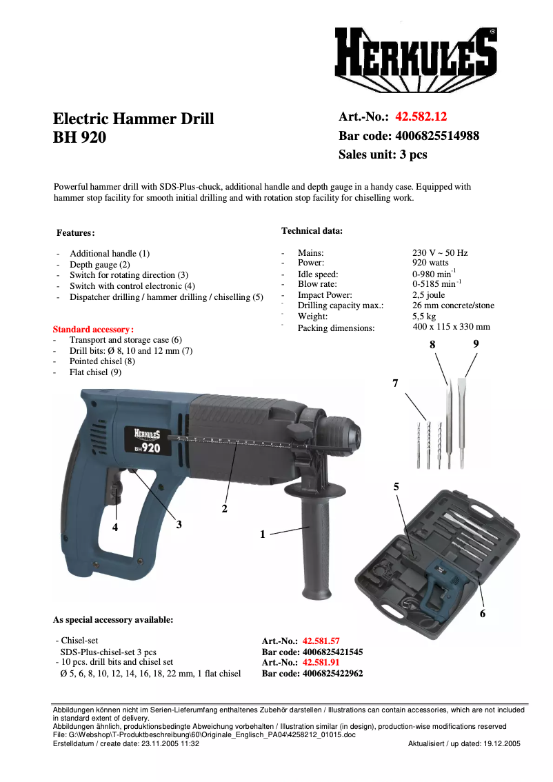 Image de la première page du manuel de l'appareil BH 920