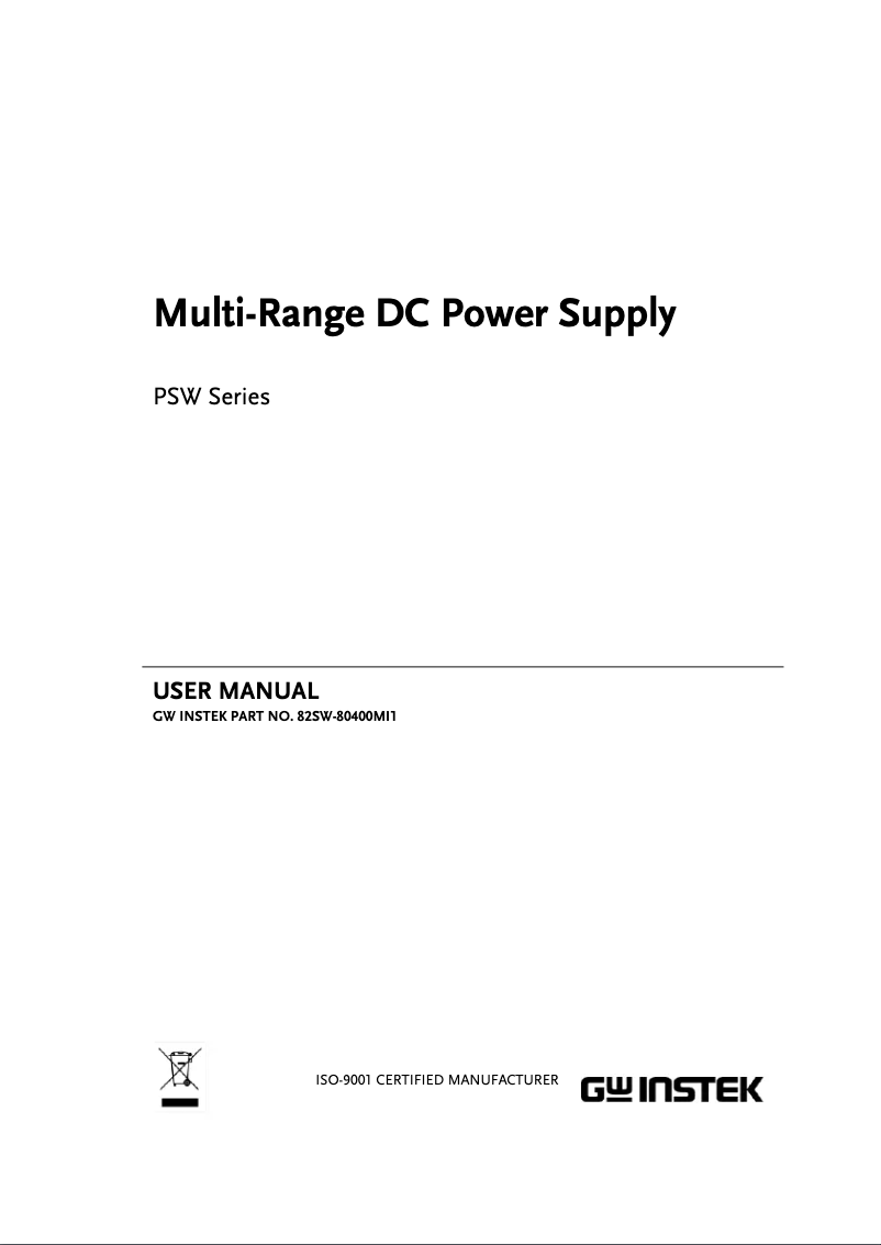 Page 1 de la notice Manuel utilisateur GW Instek PSW 250-9