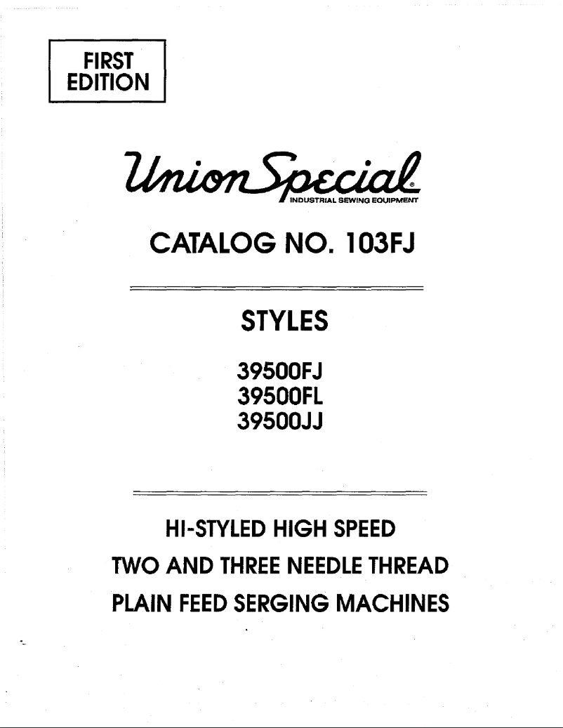 Page n°1 - Manuel utilisateur Union Special 39500JJ