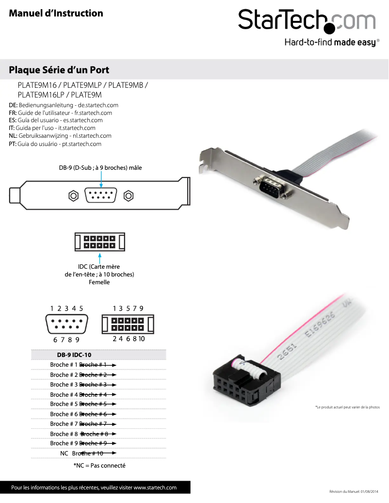 Image de la première page du manuel de l'appareil PLATE9MB