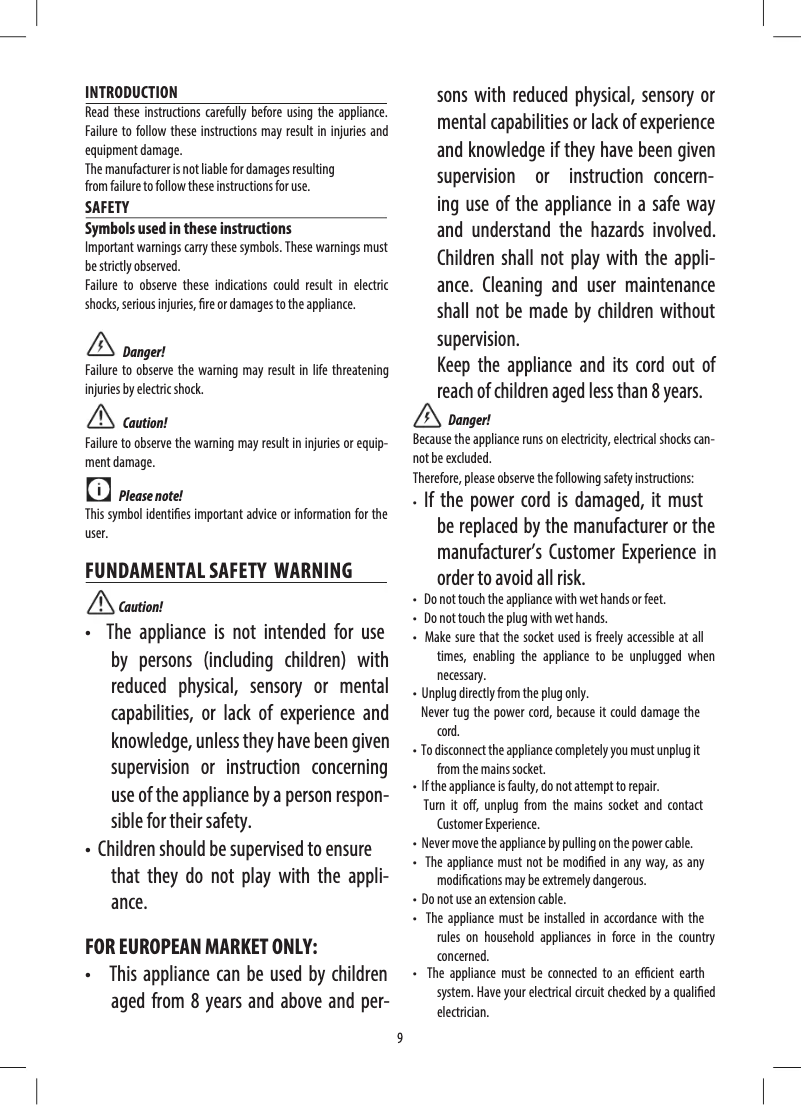 Page 1 de la notice Manuel utilisateur DeLonghi Tasciugo AriaDry DEX216F