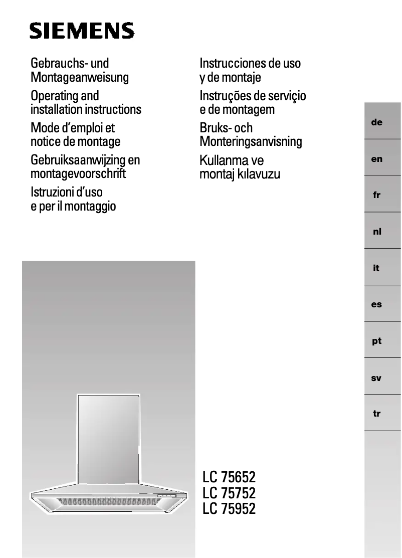 Page 1 de la notice Manuel utilisateur Siemens LC958WA60