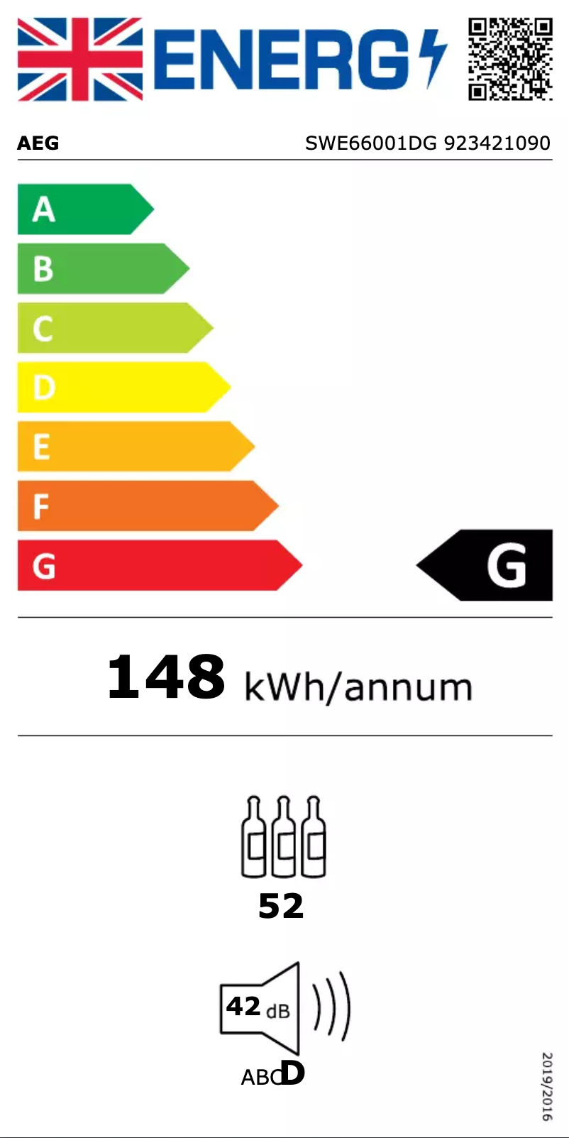 Page n°1 - Label énergétique AEG SWE66001DG