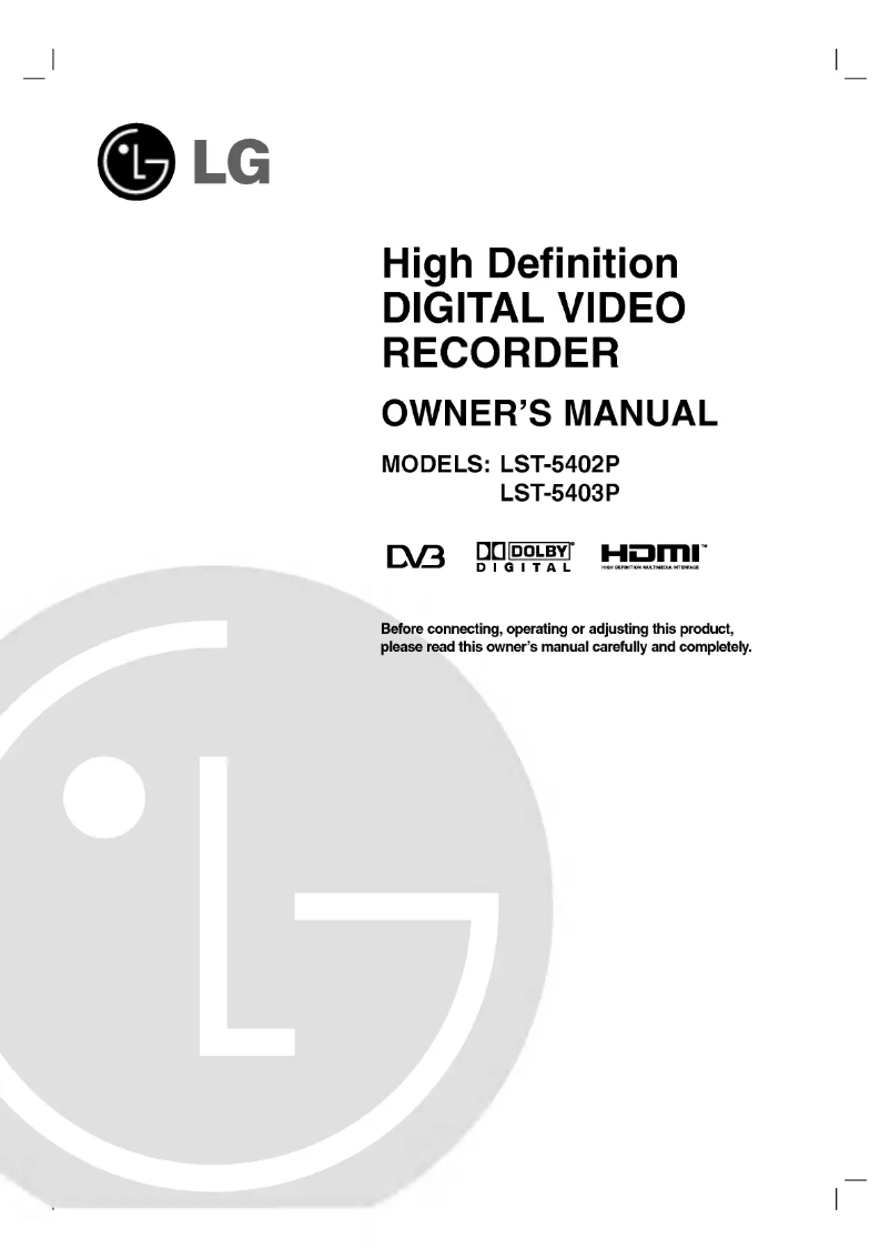 Page 1 de la notice Manuel utilisateur LG LST-5402P