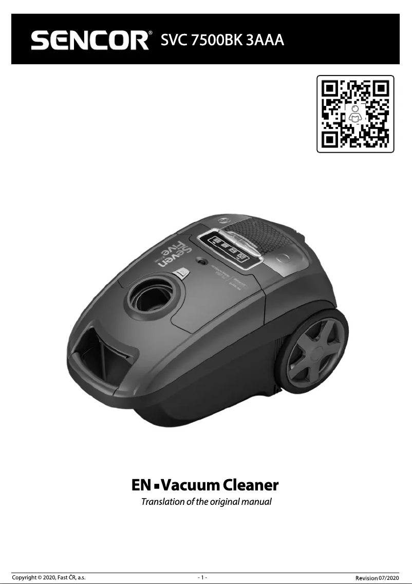 Page n°1 - Manuel utilisateur Sencor SVC 7500BK