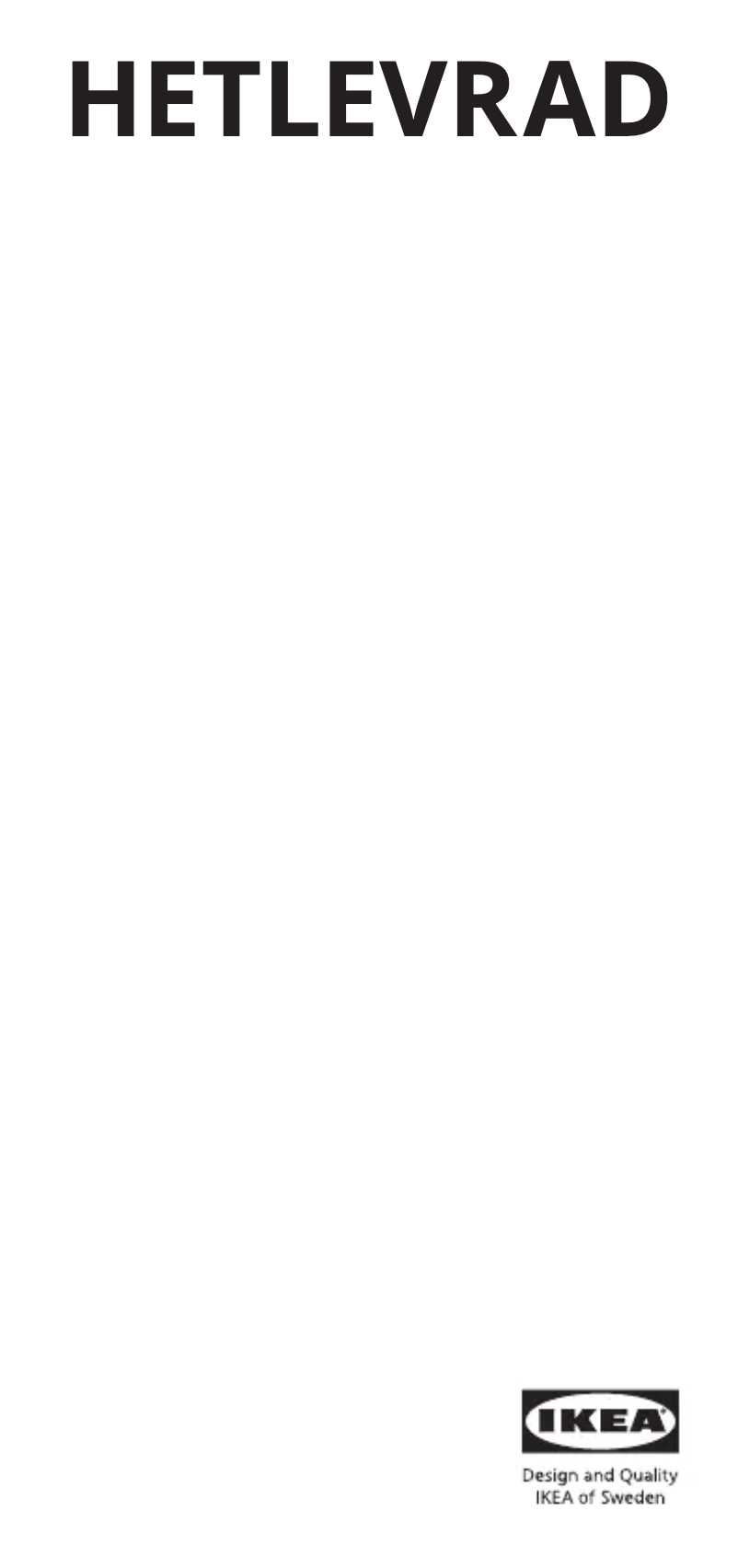 Page 1 de la notice Manuel utilisateur Ikea HETLEVRAD 705.210.54
