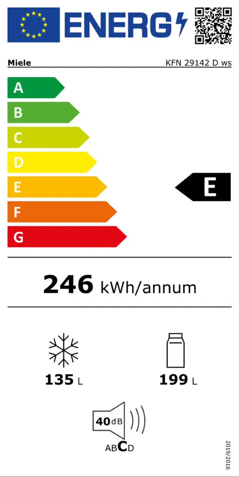 Page n°1 - Label énergétique Miele KFN 29142 D ws