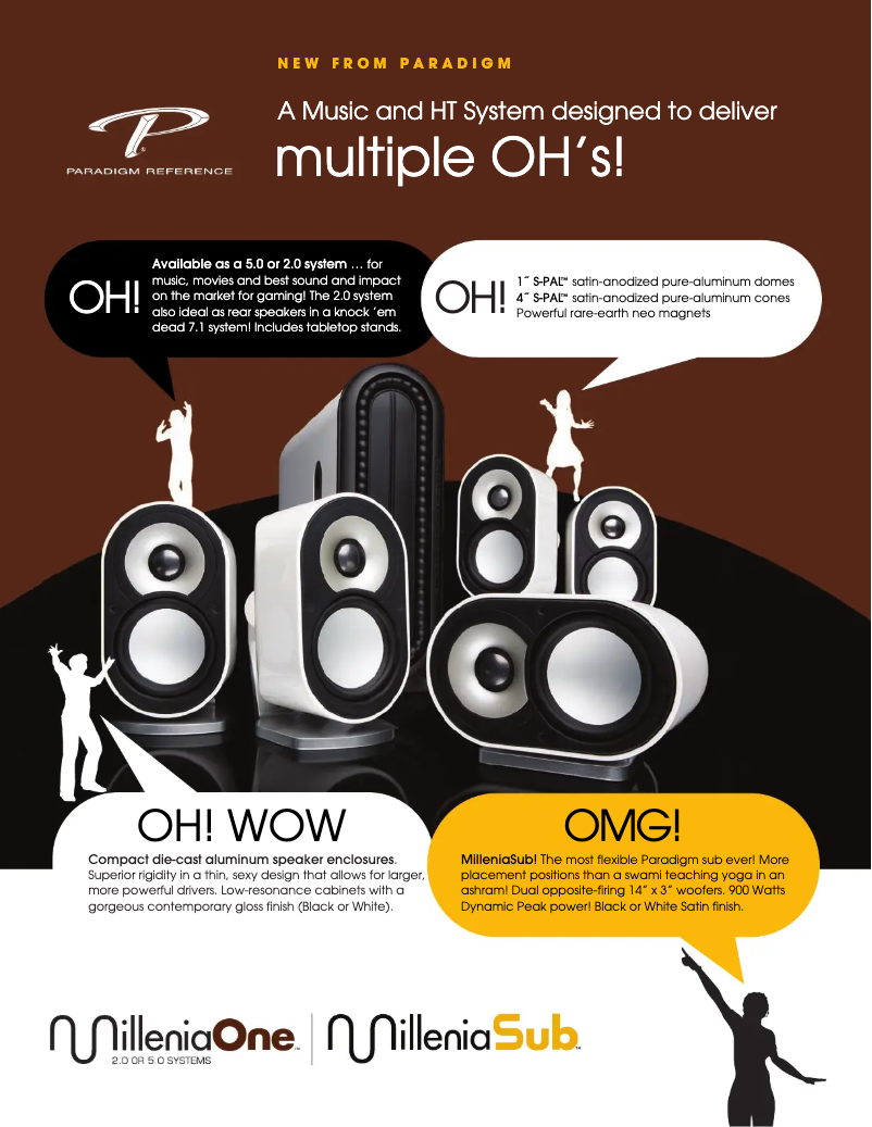 Page 1 de la notice Fiche technique Paradigm MilleniaOne 5.0 System