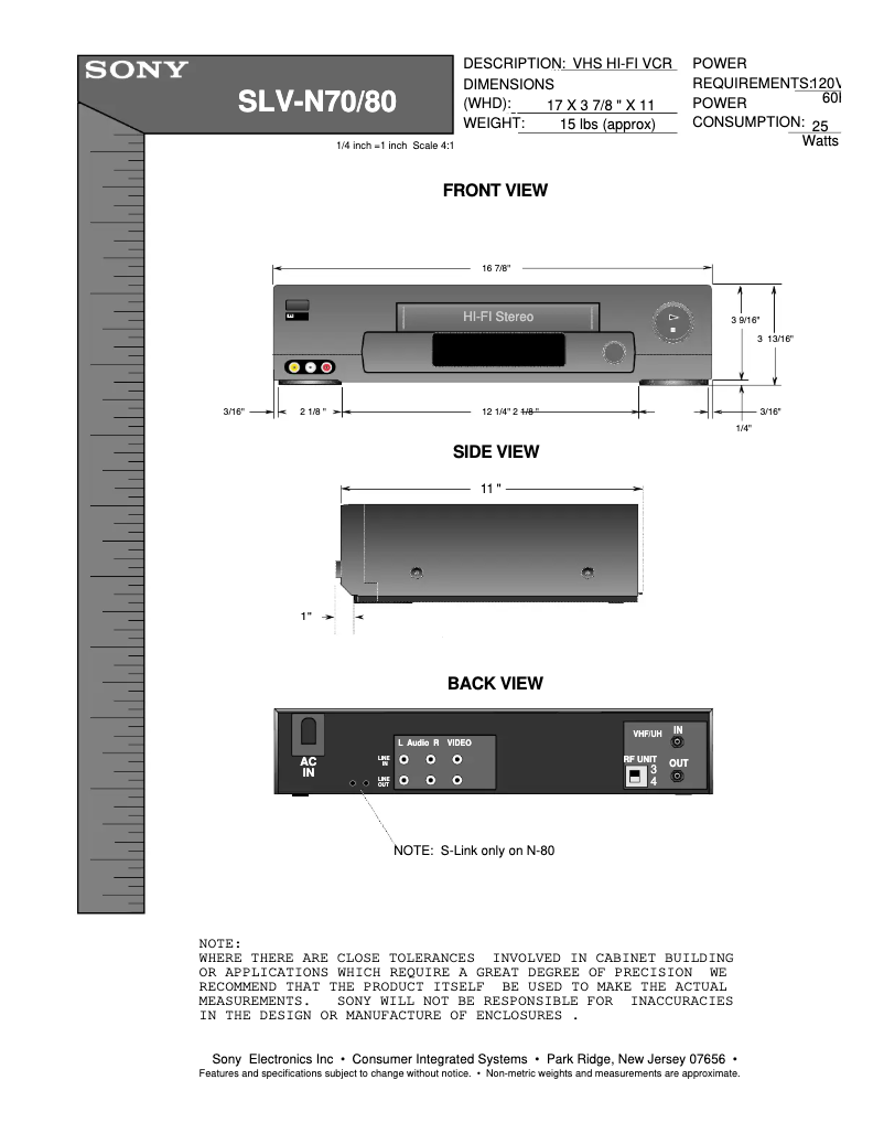 Page 1 de la notice Guide d'installation Sony SLV-N70