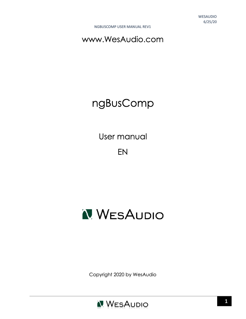 Page 1 de la notice Manuel utilisateur WesAudio ngBusComp