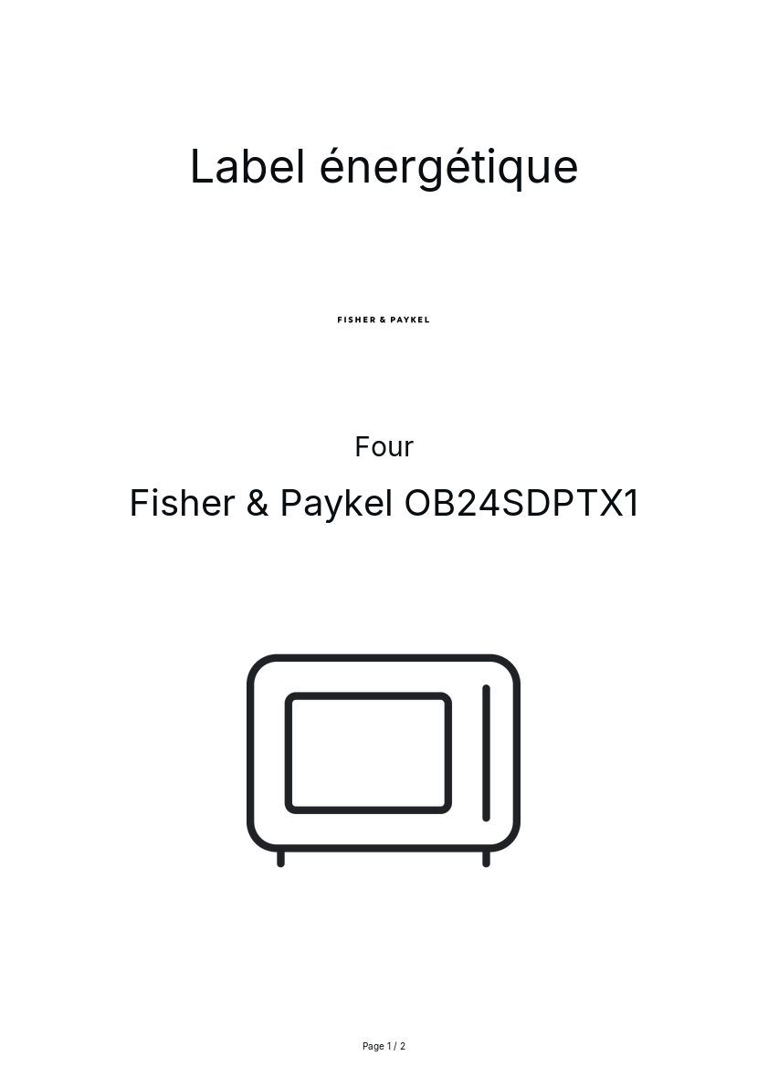 Page n°1 - Label énergétique Fisher & Paykel OB24SDPTX1