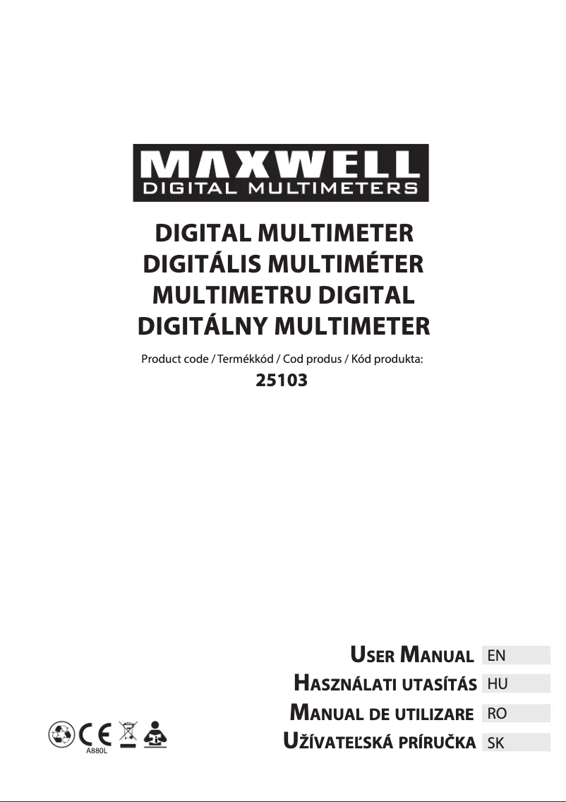 Page n°1 - Manuel utilisateur Maxwell MX-25103