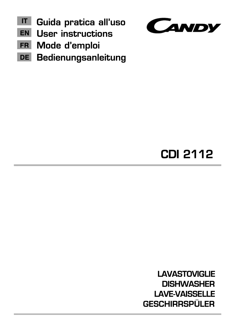 Page n°1 - Manuel utilisateur Candy CDI 2112