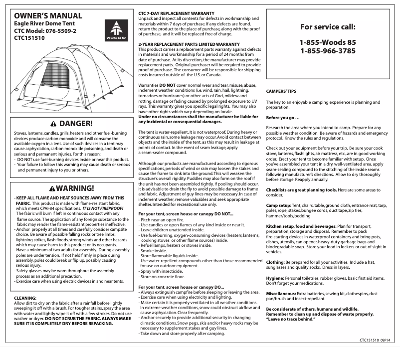 Page 1 de la notice Manuel utilisateur Wood's Eagle River 10