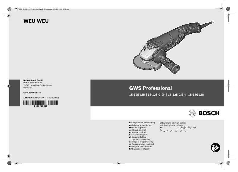 Imagen de la primera página del manual del dispositivo GWS 15-125 CIH