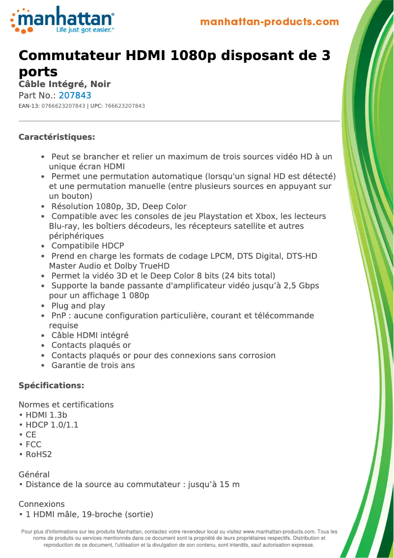 Page n°1 - Fiche technique Manhattan 207843