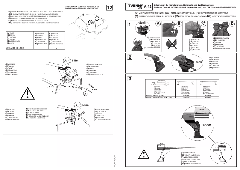 Page 1 de la notice Manuel utilisateur Twinny Load A 42