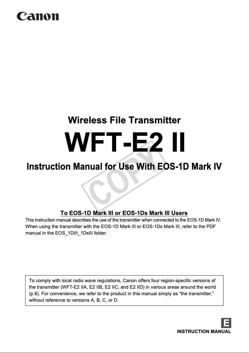 Image de la première page du manuel de l'appareil WFT-E2 II A