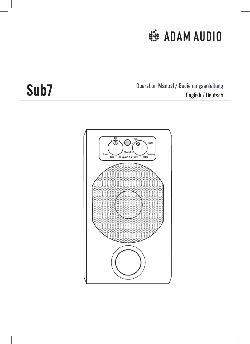 Page 1 de la notice Manuel utilisateur Adam Sub7