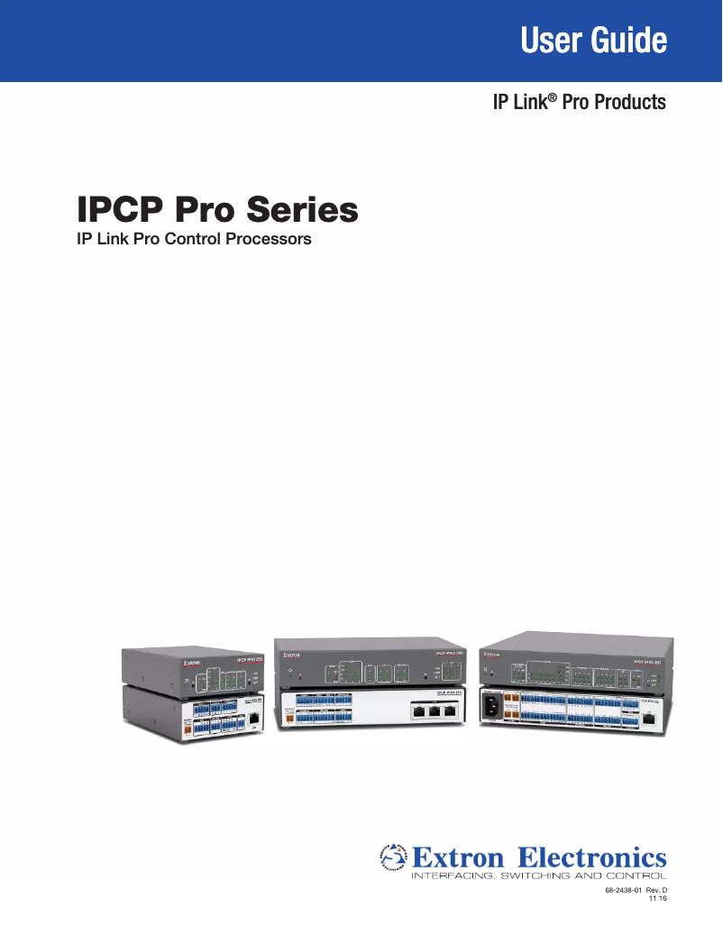 Page 1 de la notice Manuel utilisateur Extron IP Link Pro Control Processor LL UI Upgrade