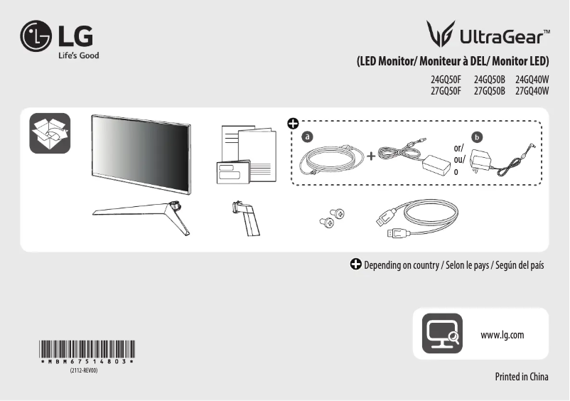 Image de la première page du manuel de l'appareil UltraGear 24GQ50B