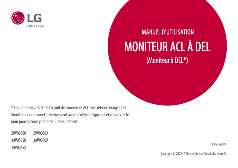 Page n°1 - Manuel utilisateur LG 34WQ650