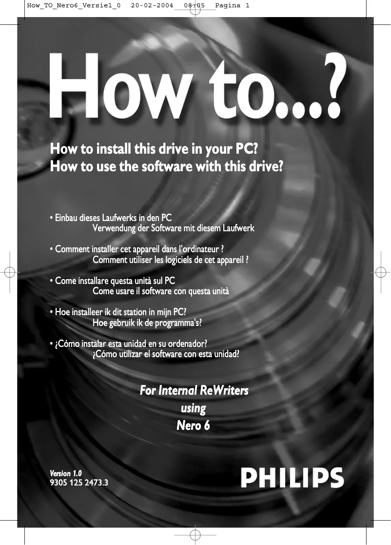 Page 1 de la notice Manuel utilisateur Philips DVDRW885K