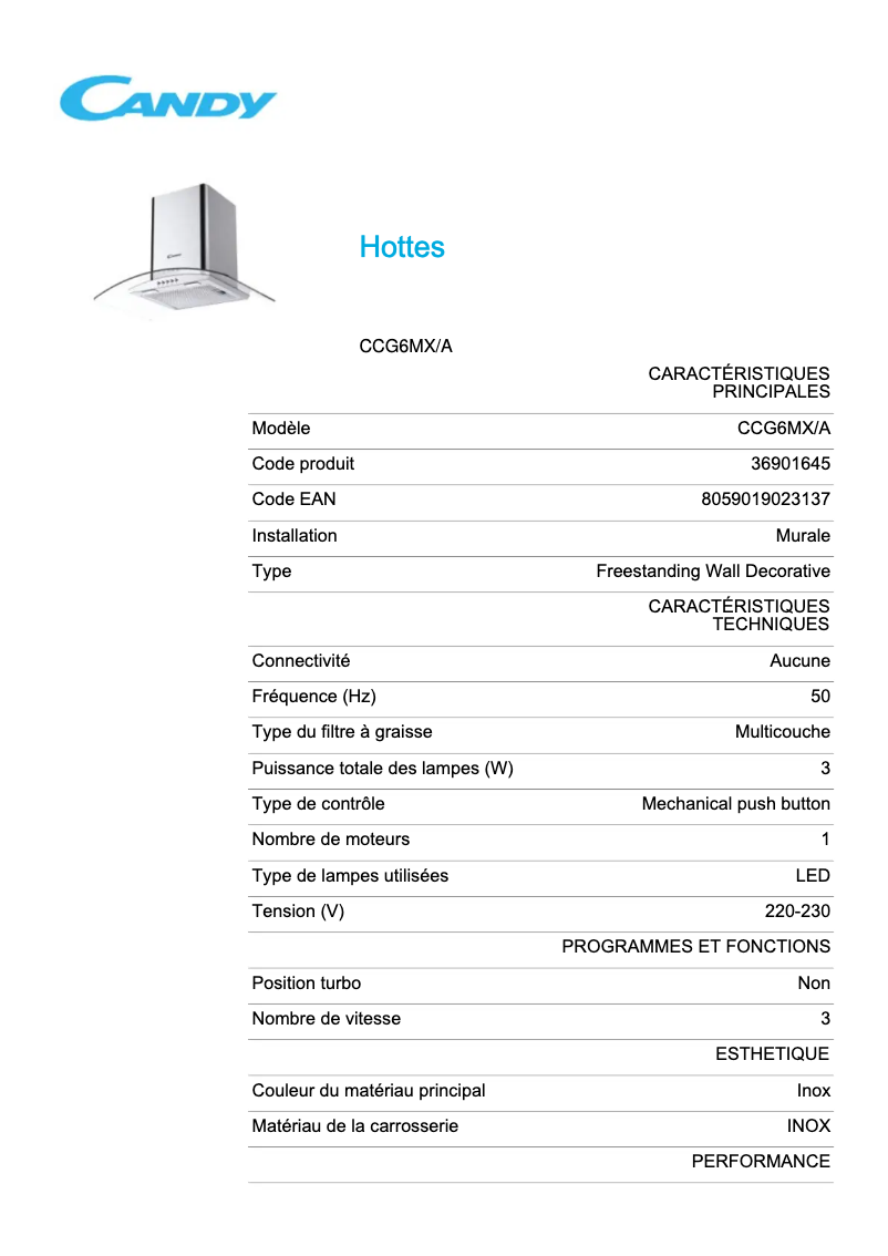 Image de la première page du manuel de l'appareil CCG6MX