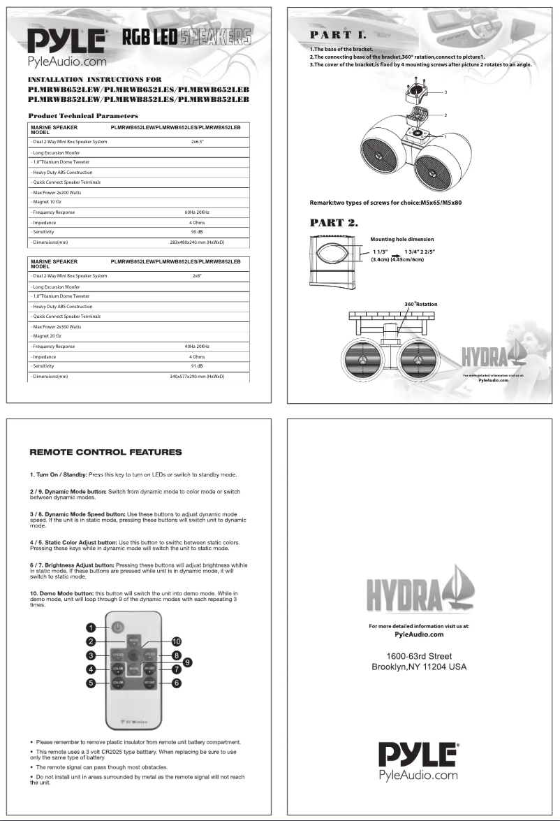 Page n°1 - Manuel utilisateur Pyle PLMRWB852LEB
