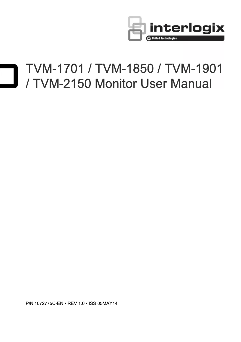 Page n°1 - Manuel utilisateur Interlogix TruVision TVM-1701