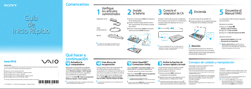 Page n°1 - Guide d'installation Sony Vaio VPCEA2MGX