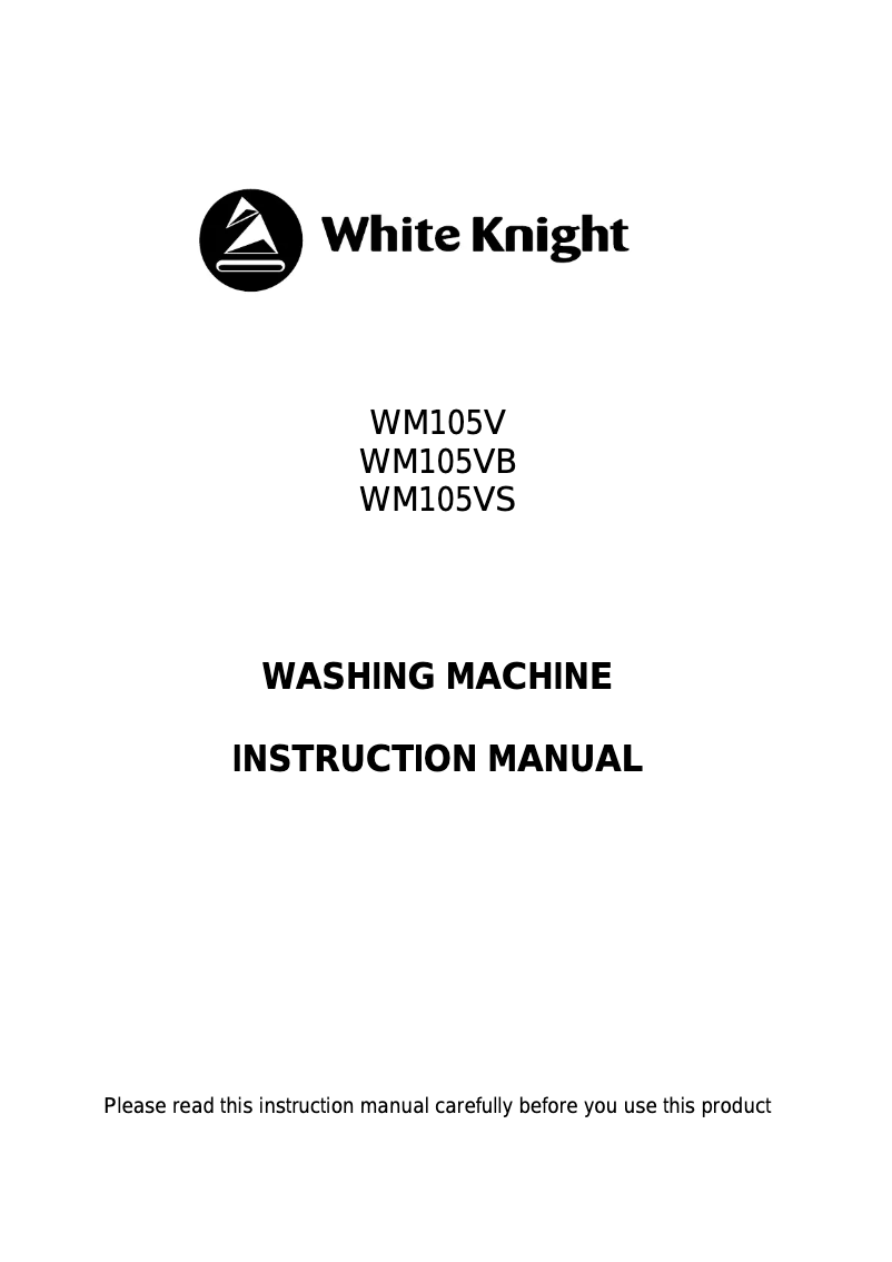 Page n°1 - Manuel utilisateur White Knight WM105VB