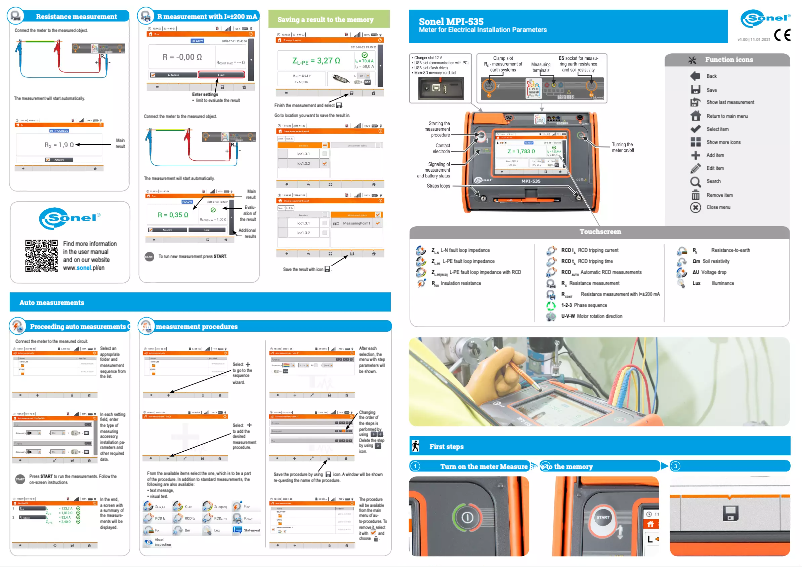 Página 1 del manual Guía de inicio rápido Sonel MPI-535