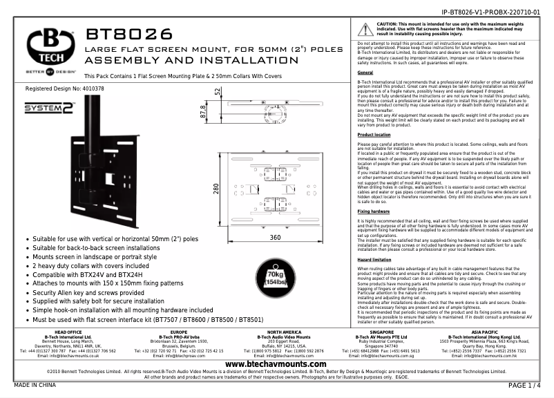 Page 1 of the manual User Manual B-Tech BT8026