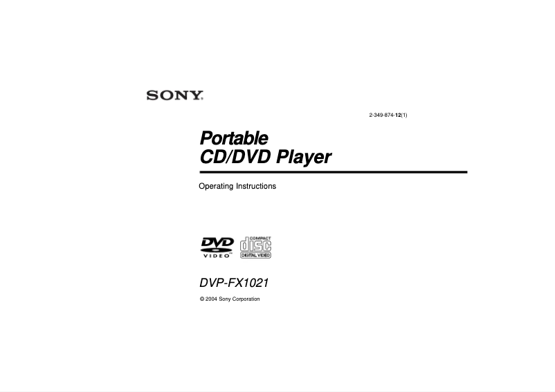 Page 1 de la notice Manuel utilisateur Sony DVP-FX1021