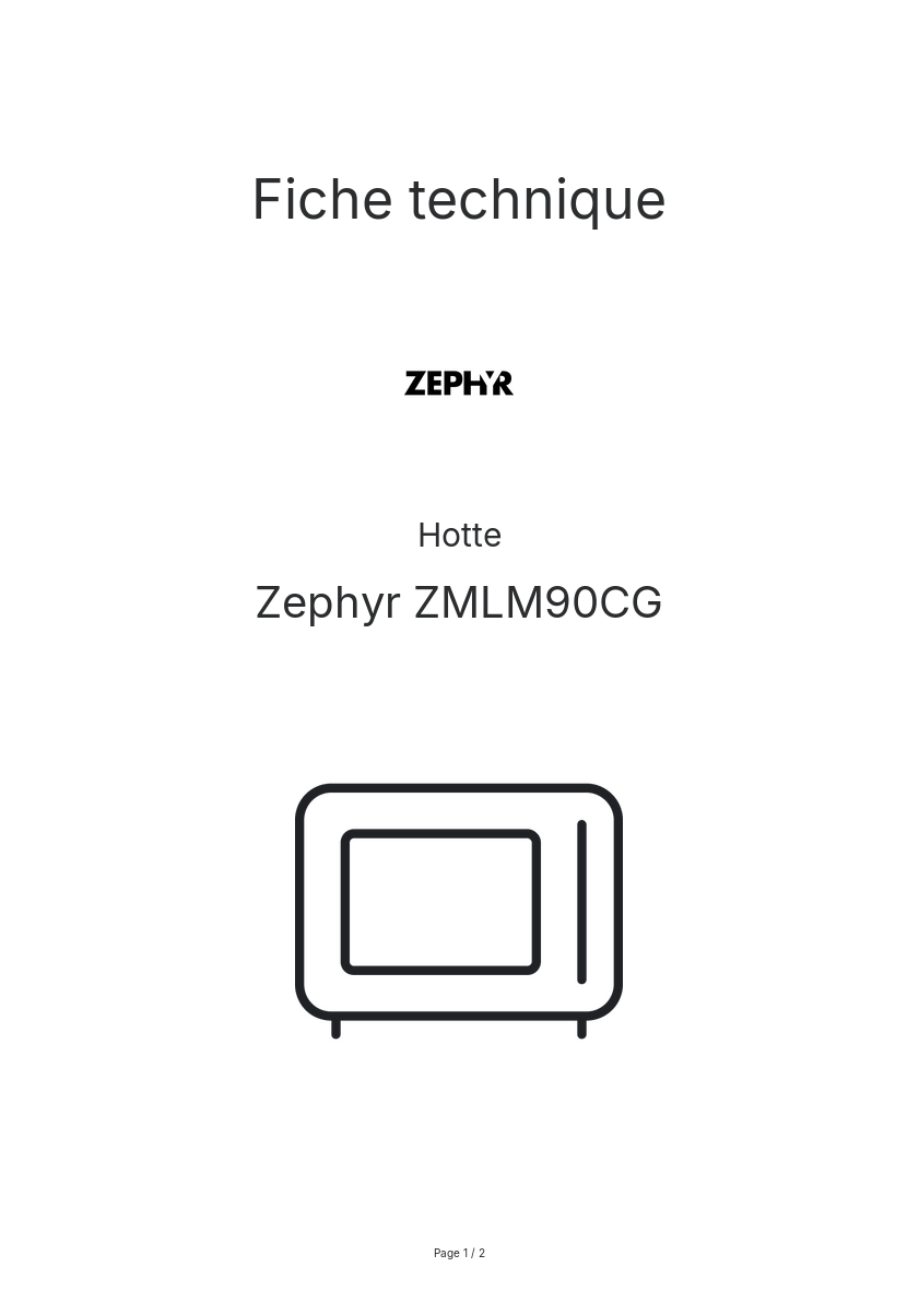 Page n°1 - Fiche technique Zephyr ZMLM90CG